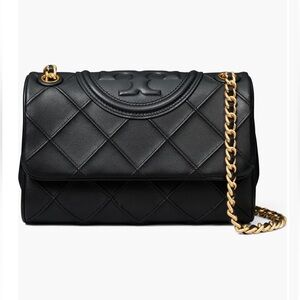 Tory Burch Soft Fleming Small Convertible Quilted Black Leather Shoulder Bag